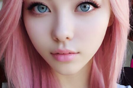 AI girl with pink hair wallpaper