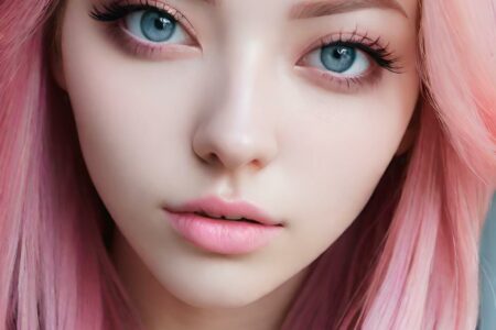 AI girl with pink hair wallpaper