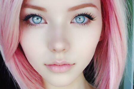 AI girl with pink hair wallpaper