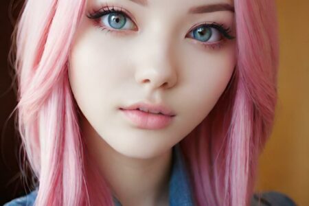 AI girl with pink hair wallpaper