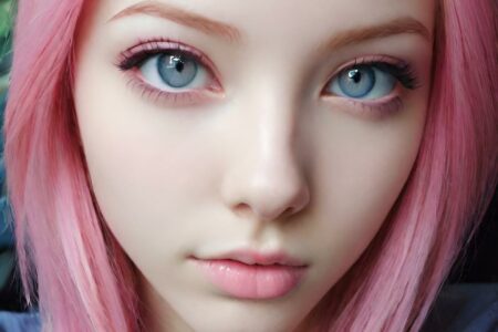 AI girl with pink hair wallpaper
