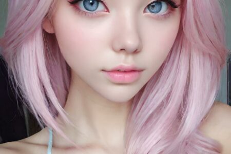AI girl with pink hair wallpaper
