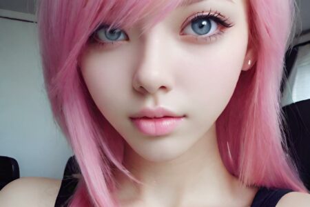AI girl with pink hair wallpaper