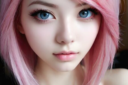 AI girl with pink hair wallpaper