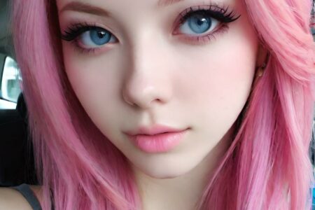 AI girl with pink hair wallpaper