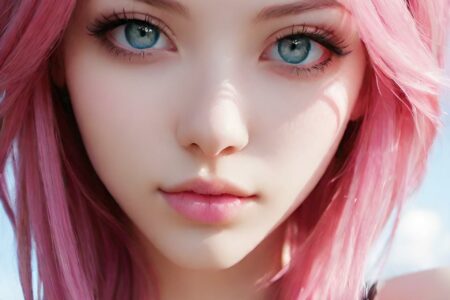 AI girl with pink hair wallpaper