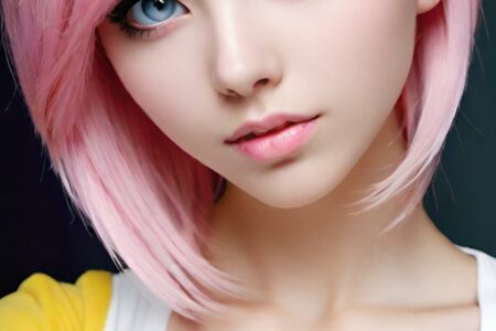 AI girl with pink hair wallpaper