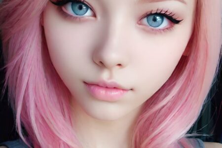 AI girl with pink hair wallpaper