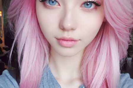 AI girl with pink hair wallpaper