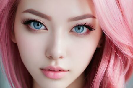 AI girl with pink hair wallpaper