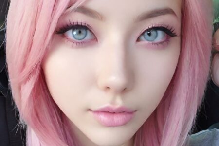 AI girl with pink hair wallpaper