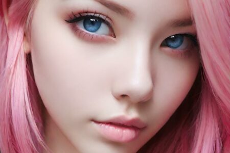 AI girl with pink hair wallpaper