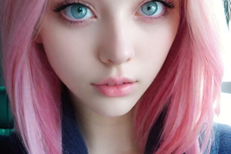 AI girl with pink hair wallpaper
