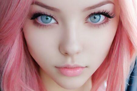 AI girl with pink hair wallpaper