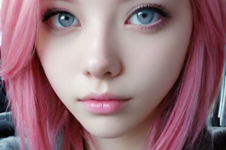 AI girl with pink hair wallpaper