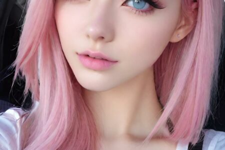 AI girl with pink hair wallpaper