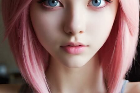 AI girl with pink hair wallpaper