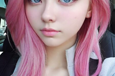 AI girl with pink hair wallpaper