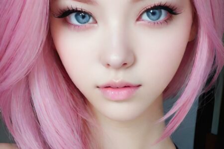 AI girl with pink hair wallpaper