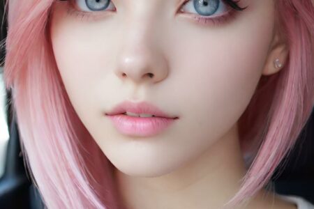 AI girl with pink hair wallpaper