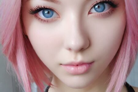 AI girl with pink hair wallpaper