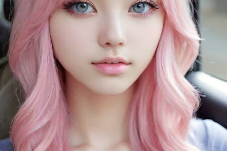 AI girl with pink hair wallpaper