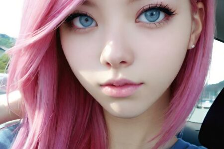 AI girl with pink hair wallpaper