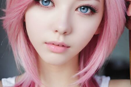 AI girl with pink hair wallpaper