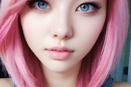 AI girl with pink hair wallpaper