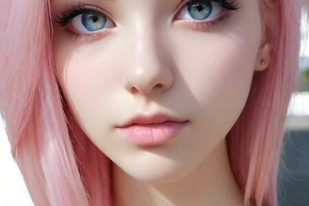 AI girl with pink hair wallpaper