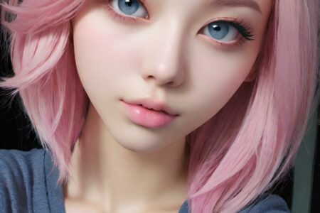 AI girl with pink hair wallpaper