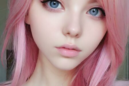 AI girl with pink hair wallpaper