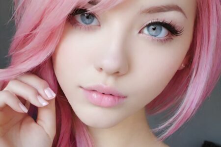 AI girl with pink hair wallpaper