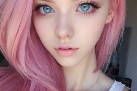 AI girl with pink hair wallpaper
