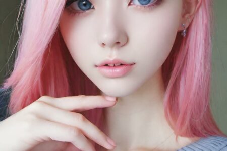 AI girl with pink hair wallpaper