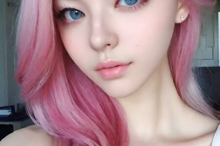 AI girl with pink hair wallpaper