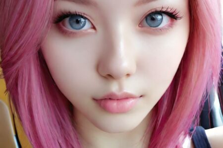 AI girl with pink hair wallpaper