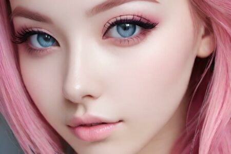 AI girl with pink hair wallpaper
