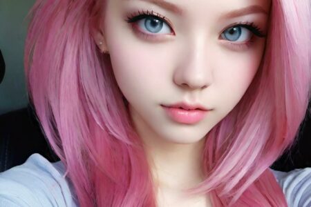AI girl with pink hair wallpaper