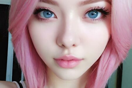 AI girl with pink hair wallpaper