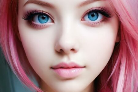 AI girl with pink hair wallpaper