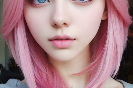 AI girl with pink hair wallpaper