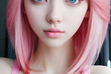 AI girl with pink hair wallpaper