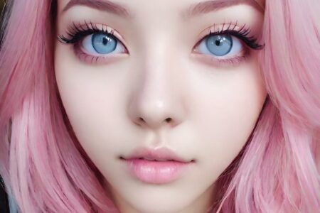 AI girl with pink hair wallpaper