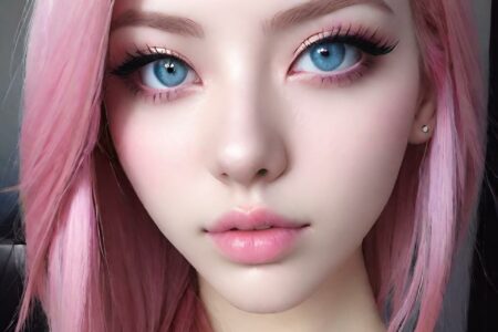AI girl with pink hair wallpaper