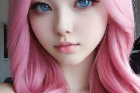 AI girl with pink hair wallpaper