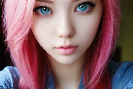 AI girl with pink hair wallpaper