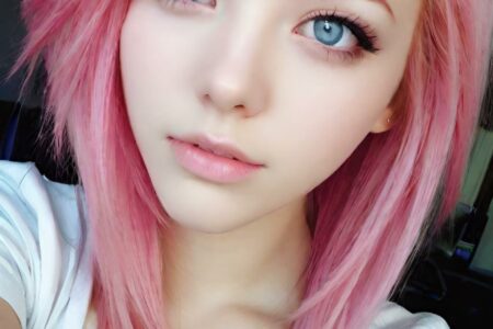 AI girl with pink hair wallpaper