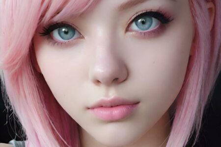 AI girl with pink hair wallpaper