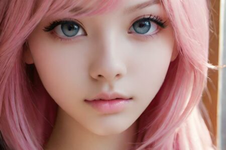 AI girl with pink hair wallpaper